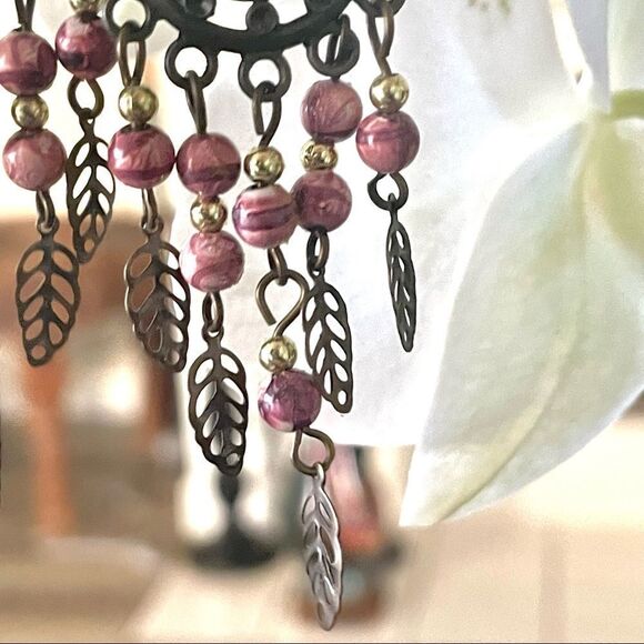 Drop earrings with pink beads - Picture 14 of 14